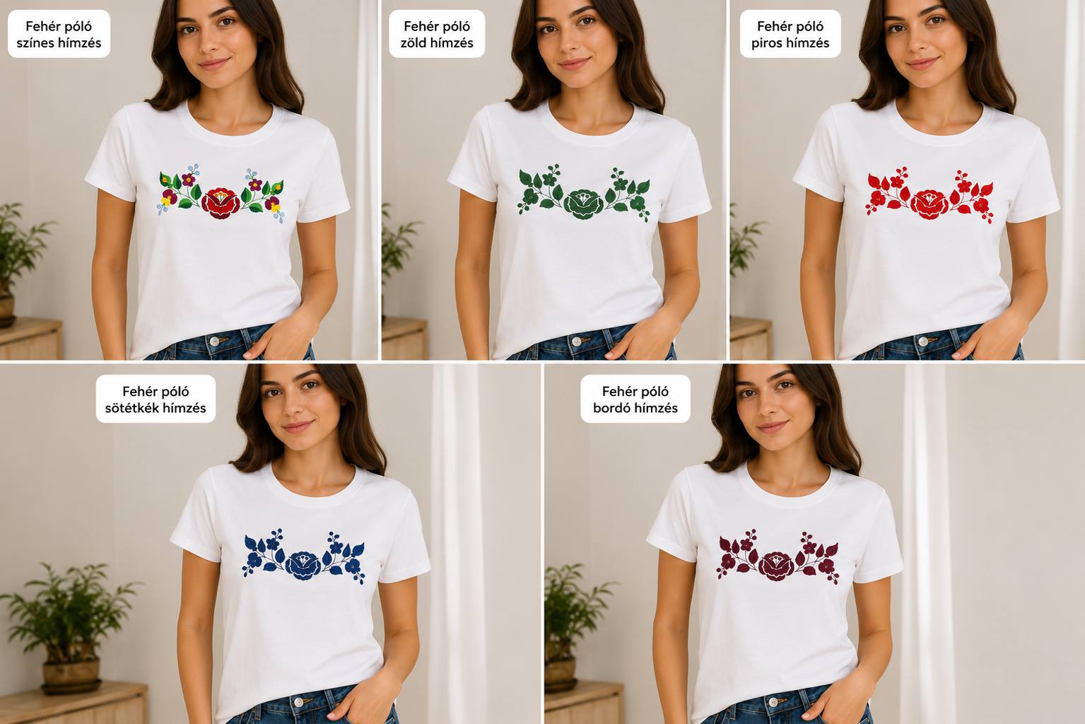 Kalocsai hímzett póló